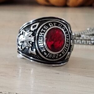Stainless steel knights of columbus ring size 10, 11, 12 In Red. Belt bu…